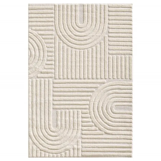 Japandi ART Vloerkleed Art Rond Trendy Japandi Stijl Creme 80 x 80 cm rond