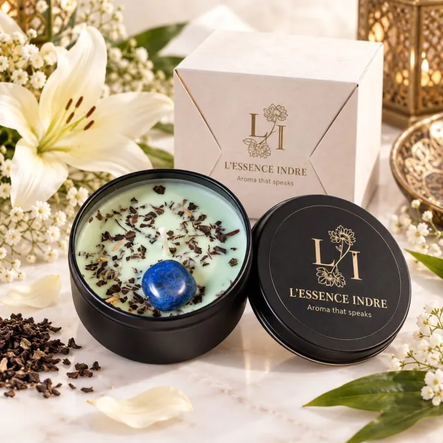 L'essence indre Botanica Geurkaars Oriental Angel – Mintgroen – Botanische Kaars in