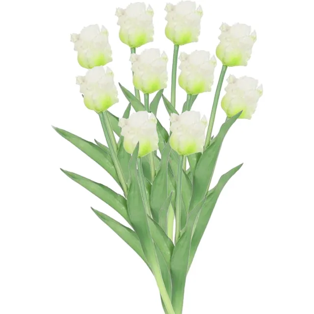 Countryfield Kunstbloemen boeket tulp Parkiet - 10x - wit - real touch - levensecht - 40 cm