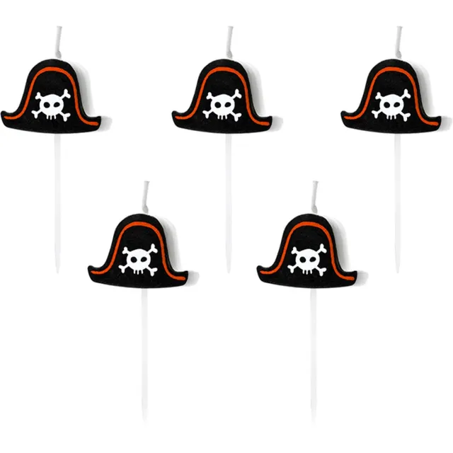 Party Deco Partydeco - Verjaardagskaarsen Pirates Party (2 cm) - 5 stuks Multikleur - Print