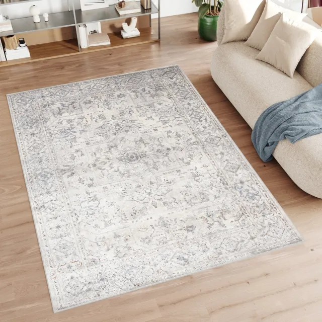 Tapiso Feyruz Vloerkleed Licht Grijs Gebloemd Woonkamer Slaapkamer Tapijt Lichtgrijs2