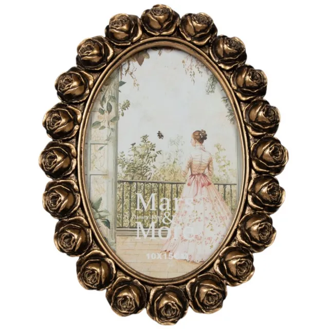 Mars & More Fotolijst ovaal rozen - polyresin goud - 15 x 2,3 x 20 cm