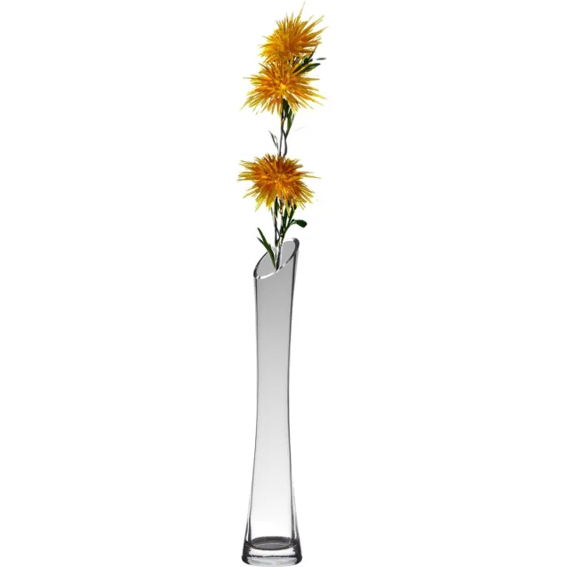 Hakbijl Glass bloemenvaas - transparant - D7 x H35 cm - glas - Speciaal geschikt voor die ene rode roos/rozen met Valentijn/Bruiloft