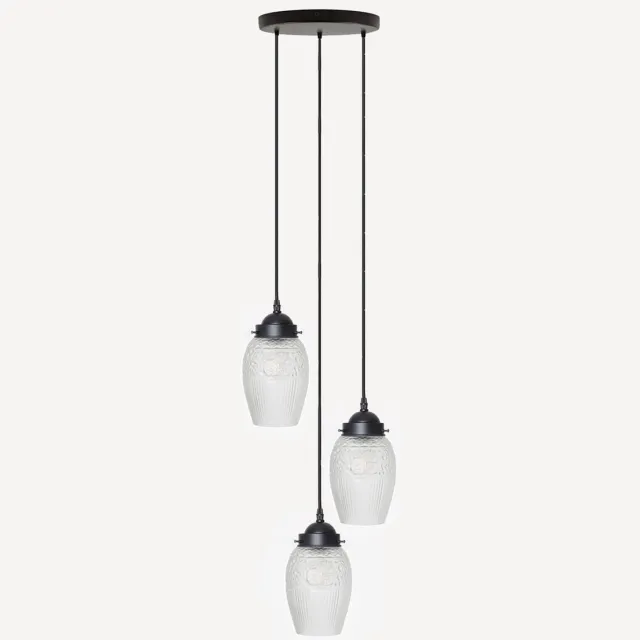 Coloured by Art 3 lichts hanglamp Flower yard Geëtst - Art Deco Trade zwart