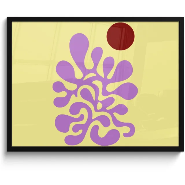FrameYourWall Poster in lijst - Fotolijst 70x50 cm - Posters - Koraal - Cirkel - Abstract - Geel - Posterlijst zwart - Decoratie - Wanddecoratie woonkamer - Muurdecoratie slaapkamer