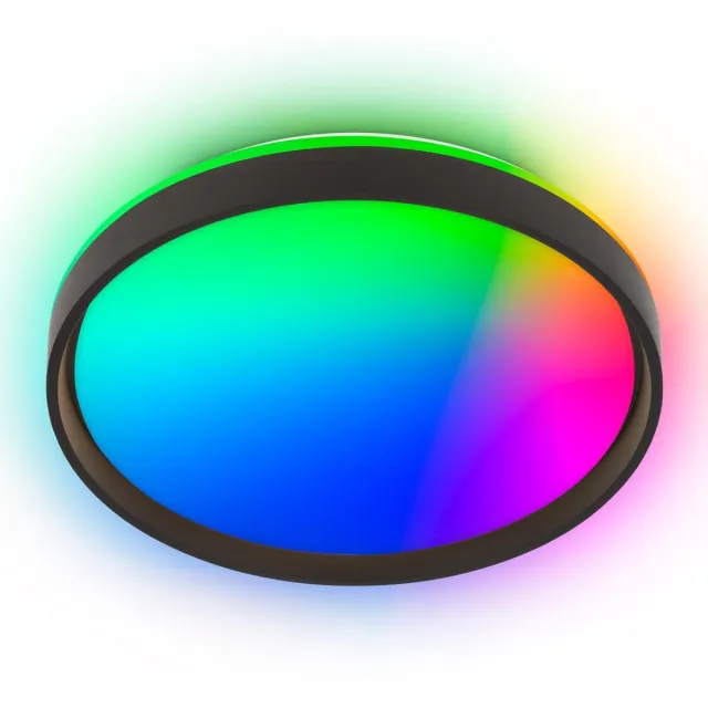 B.K.Licht BRILONER Ijus – LED Plafondlamp – dimbaar met fstandsbediening – RGB IC kleurenwissel – zwart – Ø48 cm Zwart rond (RGB)
