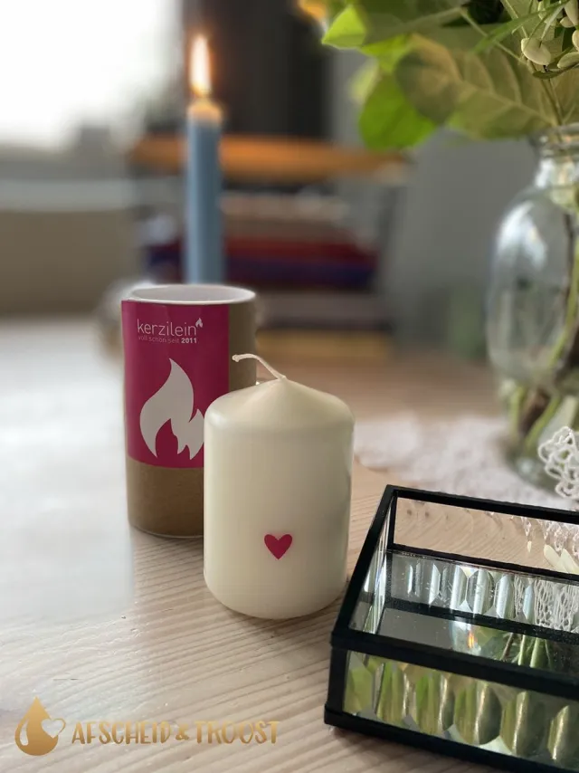 Afscheid & Troost Kaars- Troostkaars - Cadeau - Liefdeskaars - Hartje Roze - Persoonlijke boodschap - Herinnering aan geliefde - Herdenkingskaars AF-TK24 Ivoorkleurig