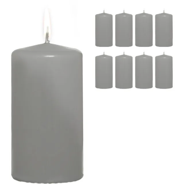 Candelo 8-delige set premium stompkaarsen Kerst Ambiente kaarsen – grijs – 5,8 cm x 12 cm – adventkaars kerstdecoratie – kerstkaarsen Grau