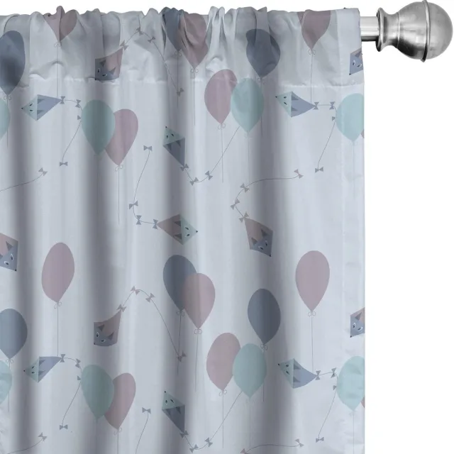 ABAKUHAUS Gordijnen – 2-delige set microvezel 75x225 cm – Gedroogde rozen blauw Gedroogde roos babyblauw