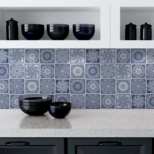 Ambiance Sticker Zelfklevende tegelmuurstickers voor keuken en badkamer - 24 etnische tegelstickers IZEL - 24 stickers 15x15cm Multi color