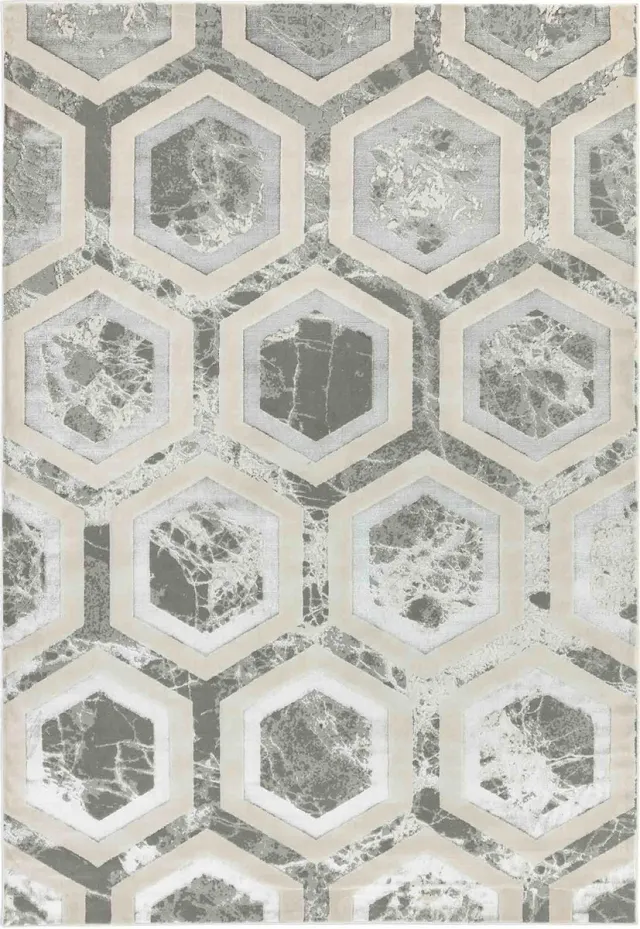 Eazy Living Easy Living - Aurora-Crystal Vloerkleed - 200x290 - Rechthoek - Laagpolig Tapijt - Klassiek - Meerkleurig, Zilver