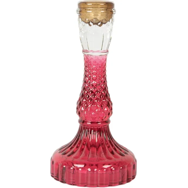 Clayre & Eef Kandelaar Ø 9x17 cm Roze Glas