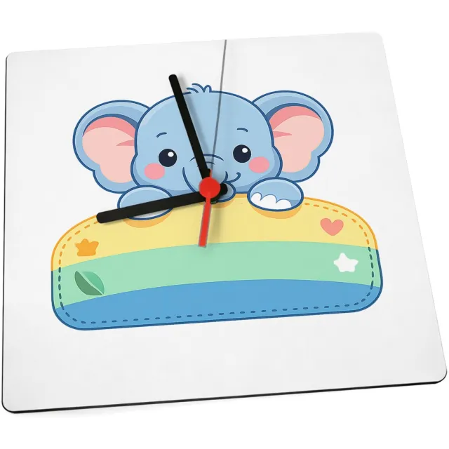 Mr Cadeautjes Klok 19 x 19 - design Een vrolijke dier-mascotte die half uit een naamplaatje stee | cadeau Wit