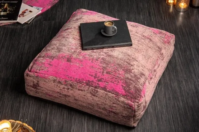 Invicta Interior Design vloerkussen XL MODERN ART 70cm rood roze abstract patroon zitpoef - 41266 Zie omschrijving