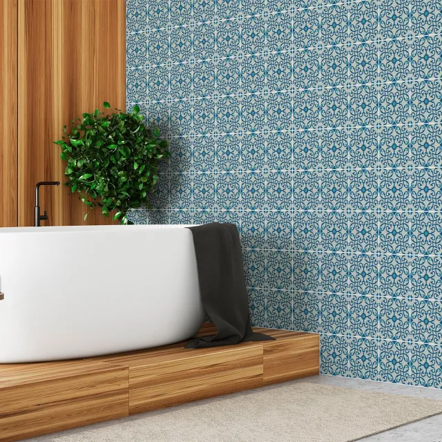 Ambiance Sticker Zelfklevende tegelmuurstickers voor keuken en badkamer - 30 cementtegelstickers, Azulejos-design - 30 stickers, 15x15 cm Multi color