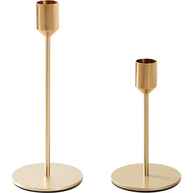 QUVIO Kandelaars - Set van 2 - Groot en klein - Kaarsenhouders - Kaarsenstandaard - Kaarsenonderzetter - Woonaccessoires - Decoratieve accessoires - Tafelschikking - Bruiloft - Verjaardag - Kerst - Metaal - Goud