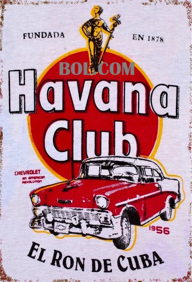 Havana Club CHEVROLET METALEN WANDBORD 20X30 CM-MAN CAVE-BIER-RETRO-VINTAGE-DRANK-RECLAMEBORD-MANCAVE Rood