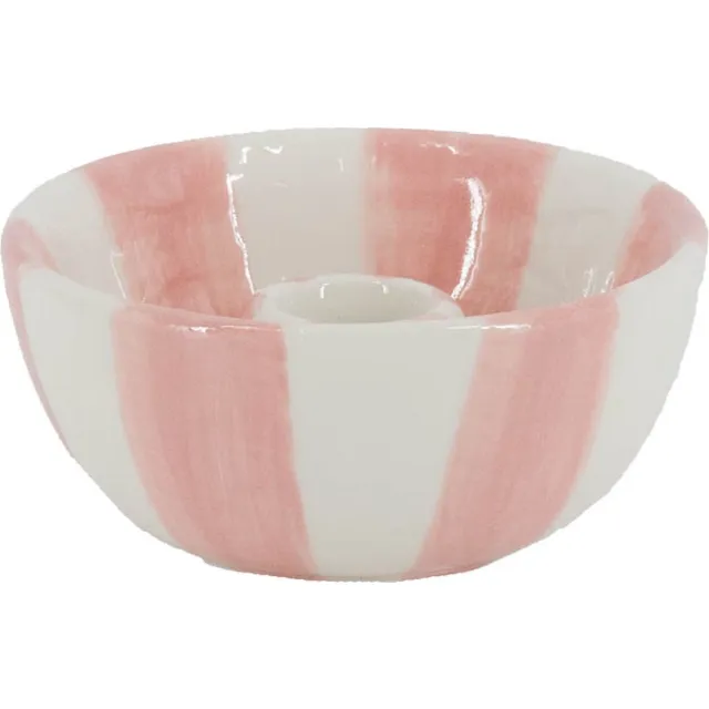Homebound by Kolony Kaarsenstandaard keramiek stripes roze