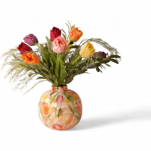 Winq Boeket Tulpen 60cm Multicolor-zijden bloemen-kunstbloemen-kunsttulpen oranje