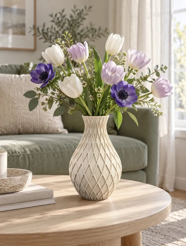 Vaasje by Iris Deco vaas 25cm Bone white