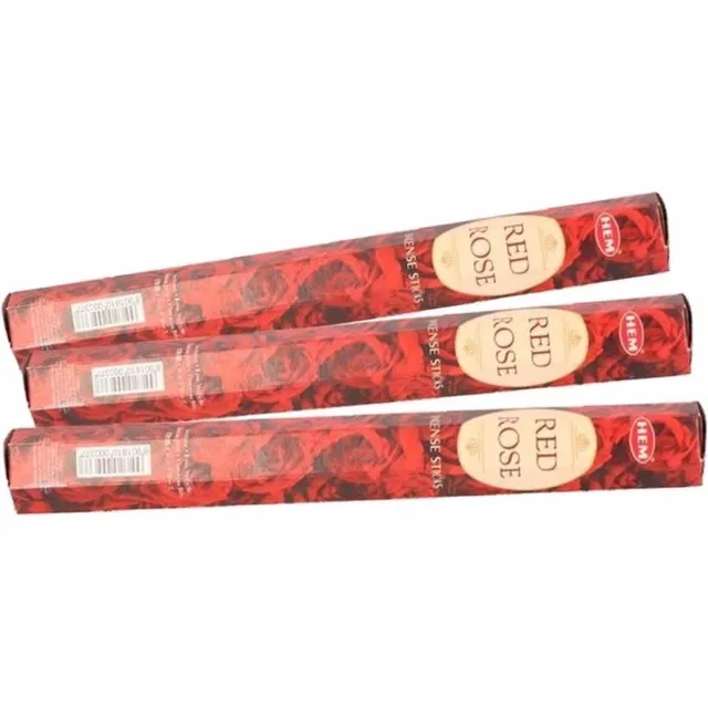 HEM Wierook stokjes - Red Rose - Rozen bloemen geur - 3x pakje met 20 stokjes - Yoga/meditatie Rood