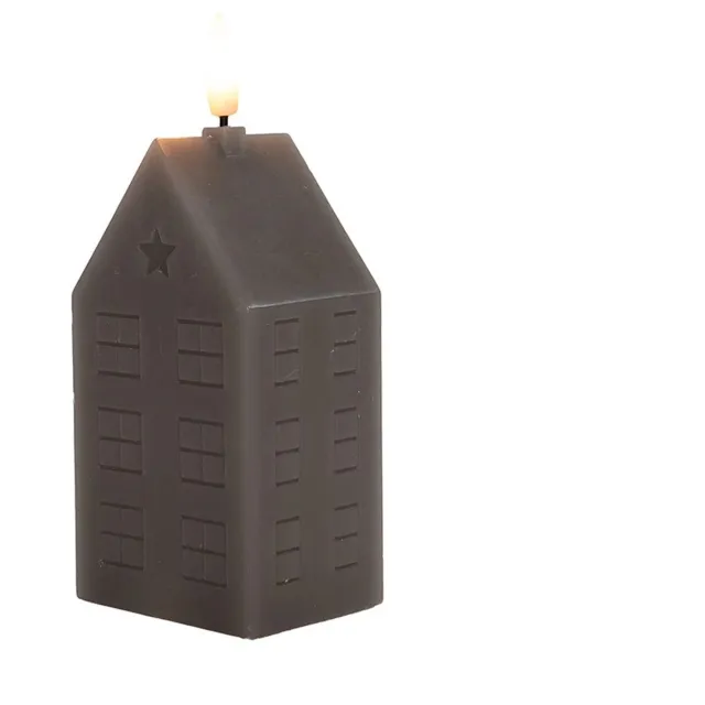 Annas Collection Kaars huisje wax 3d vlam 5x6x15 cm taupe Anna's Collection