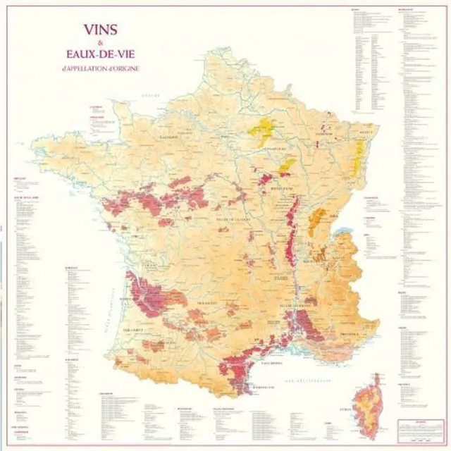 Benoit Kaart France "Vins et Eaux de Vie" poster 88x88cm full color