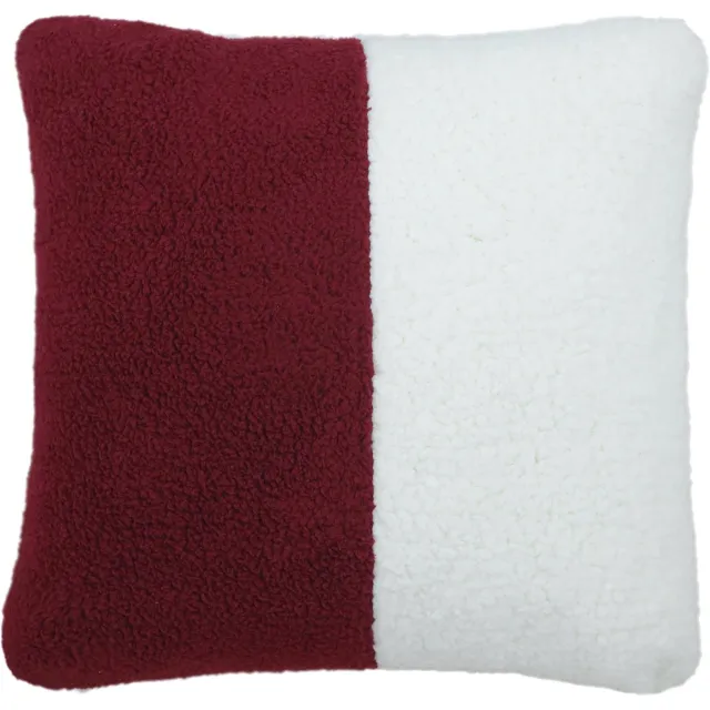 Urbane Hide Christmas Duo Kussenhoes - 45x45 cm - Zacht Sherpa Fleece - Sierkussenhoes Wit & Rood - Sfeervolle Kerstdecoratie - Met Rits - Zonder Binnenkussen) Part E