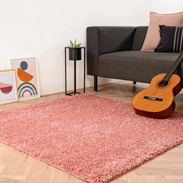 Tapeso Vierkant hoogpolig vloerkleed - Shaggy Trend roze 200x200