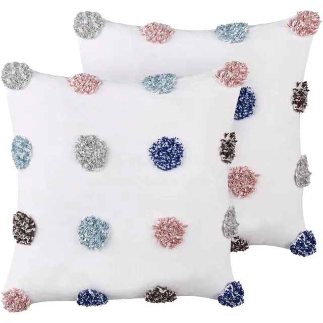 Beliani BRACKEN - Sierkussen set van 2 - Wit - 45 x 45 cm - Katoen