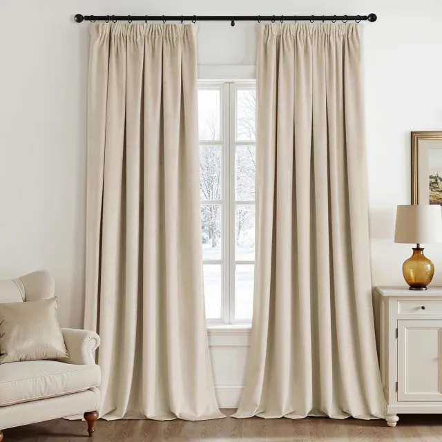 Unyqoos Beige fluwelen gordijnen set met plooiband voor elegante raamdecoratie