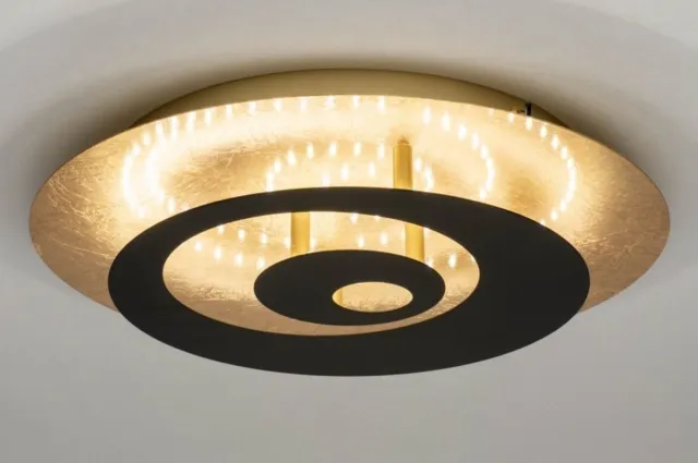 Lumidora Plafondlamp 73546 - Plafonniere - NEVIS - 3 Lichts - Ingebouwd LED - 18.0 Watt - 1650 Lumen - 2700 Kelvin - Zwart - Goud - Messing (kleur) - Metaal - Met dimmer - ⌀ 40 cm