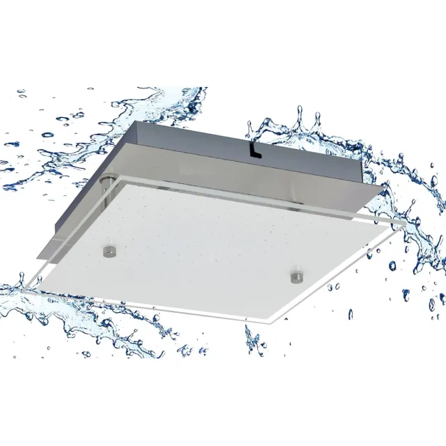 Trango Vochtbestendige IP44 LED plafondspot hoekig 3102 voor badkamer 3-traps dimbaar *LILY* incl. 12 Watt 3000K warm witte LED module, design kristallen effect glazen lampenkap, plafondlamp, wandlamp, badkamerlamp Weiß