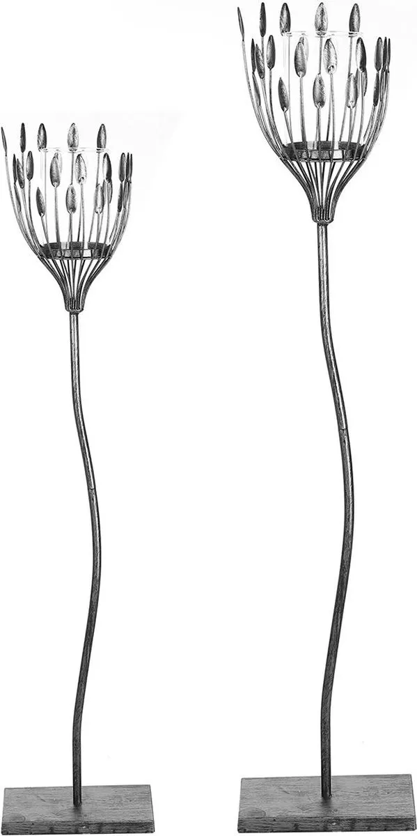 Gilde handwerk 1 Windlicht "Trevi", glas, metaal, zilverkleurig, 93 cm hoog