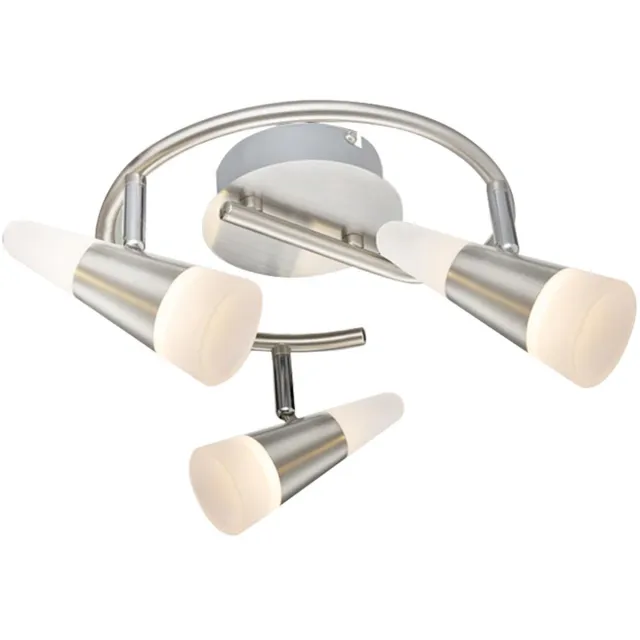Globo Lighting Plafondlamp 3 spots Spotrondell Woonkamerlamp LED verstelbaar, Up Down spot, 3x 5W 300Lm warm wit, DxH 25x16 cm zilver