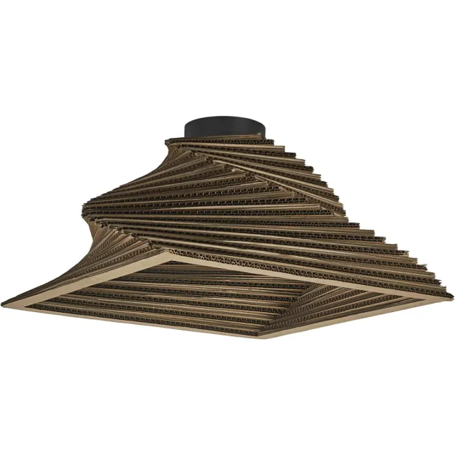 Osram Decor Cardboard Square Turn plafondlamp bruin van golfkarton, E27, diameter 400 mm, lampenkap van kartonmateriaal, duurzaam dankzij vervangbare lichtbron, eenvoudige montage