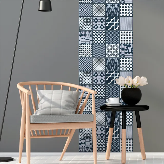 Ambiance Sticker Zelfklevende tegelmuurstickers voor keuken en badkamer - 24 Scandinavische tegelstickers, Malmö-design - 24 stickers, 10x10 cm Multi color