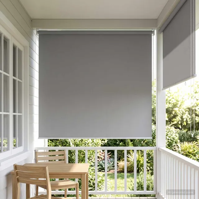 vidaXL Buitenrolgordijn UV-bescherming Lichtgrijs 120 x 140 cm (B x H)
