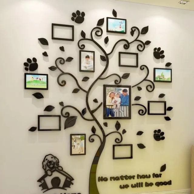 Unyqoos 3D Boom Muursticker met Fotolijst voor Stijlvolle Wanddecoratie, zwart