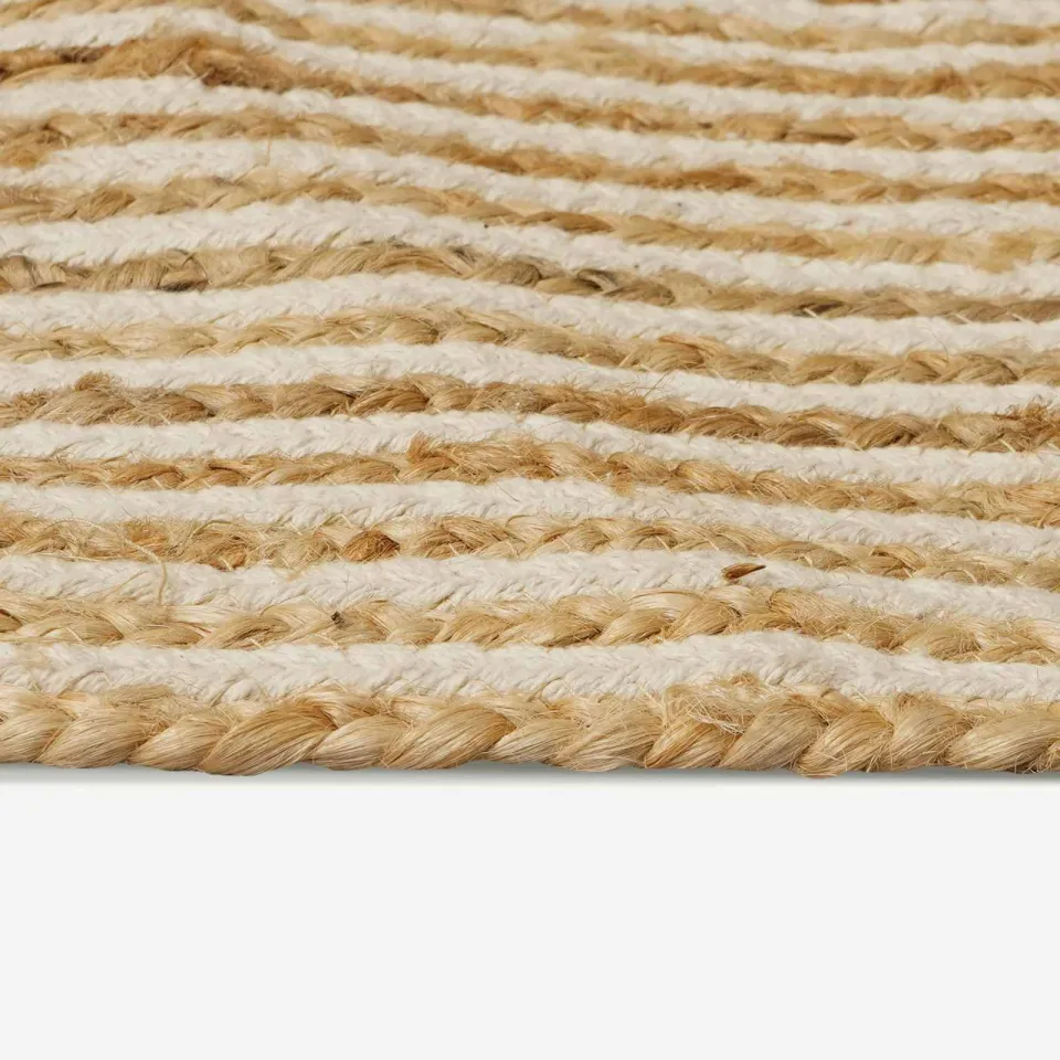 vidaXL Gebied Tapijt Wit Ø 240 cm Jute, foto 4