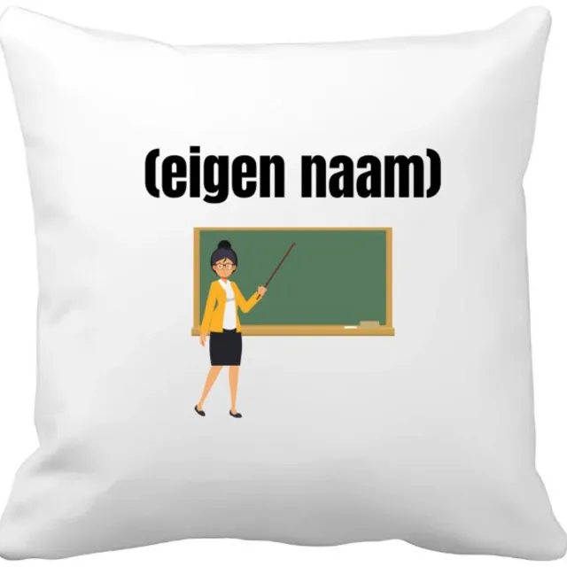 Akyol docent met krijtbord met eigen naam Kussen hoes - Docent - leraren - jufvrouw - cadeau - verjaardag - kado - 40 bij 40 cm Multicolor