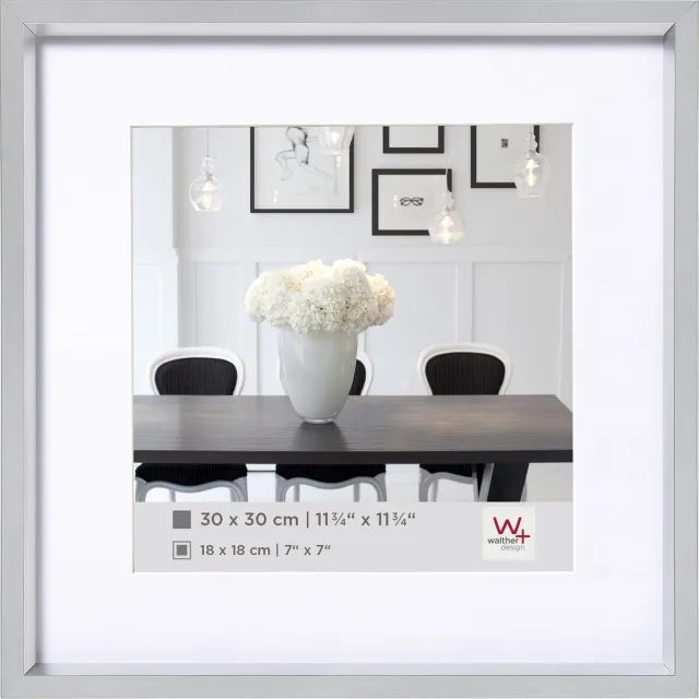 Walther Steel Style - Kunststof lijst - Fotoformaat 30x30 cm - Zilver