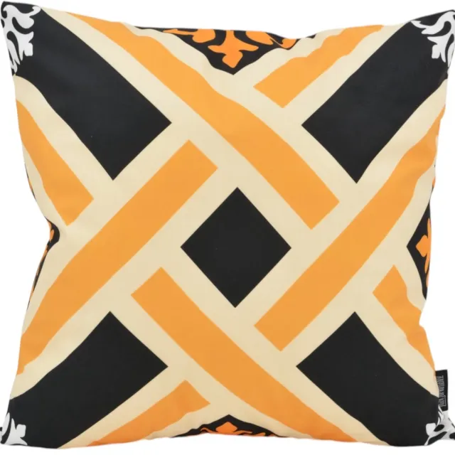 Gek op Kussens! Ornament Tile #4 Kussenhoes | 45 x 45 cm | Katoen/Polyester zwart/geel