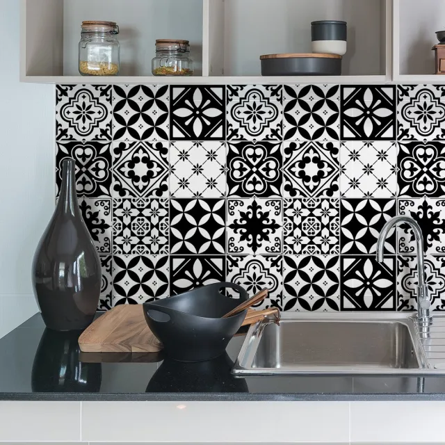 Ambiance Sticker Zelfklevende tegelmuurstickers voor keuken en badkamer - 24 AZULEJOS MALENA tegelstickers - 24 stickers 20x20cm Multi color