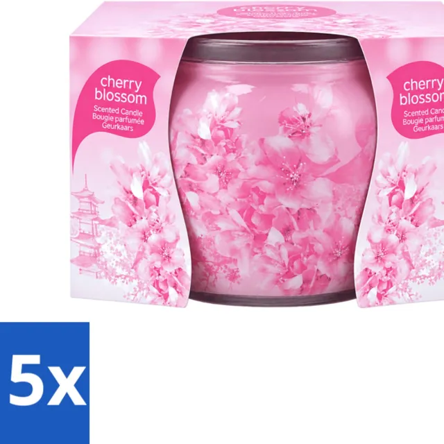 At Home 15 x At Home - Scents - Geurkaars - Cherry Blossom - 70 g - Voordeelverpakking - 15 stuks Roze