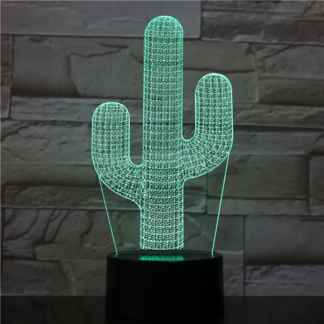 MC Living 3D Led Lamp Met Gravering - RGB 7 Kleuren - Cactus