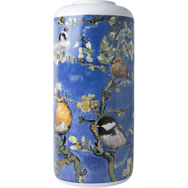 Heinen Delfts Blauw cilinder vaas Vogels van Gogh Blauw
