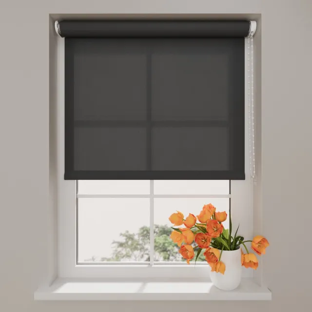 DTCH Rolgordijn lichtdoorlatend - Easy Base - Antraciet - 80 x 190 cm – Meerdere maten verkrijgbaar - 60 t/m 150 cm breed – Meekleurende achterzijde - Zonwering Anthraciet