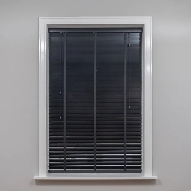 Dutchblinds Houten Jaloezieën - 50mm - Zwart - 140 x 250 cm - Breedtematen van 40 t/m 300 cm