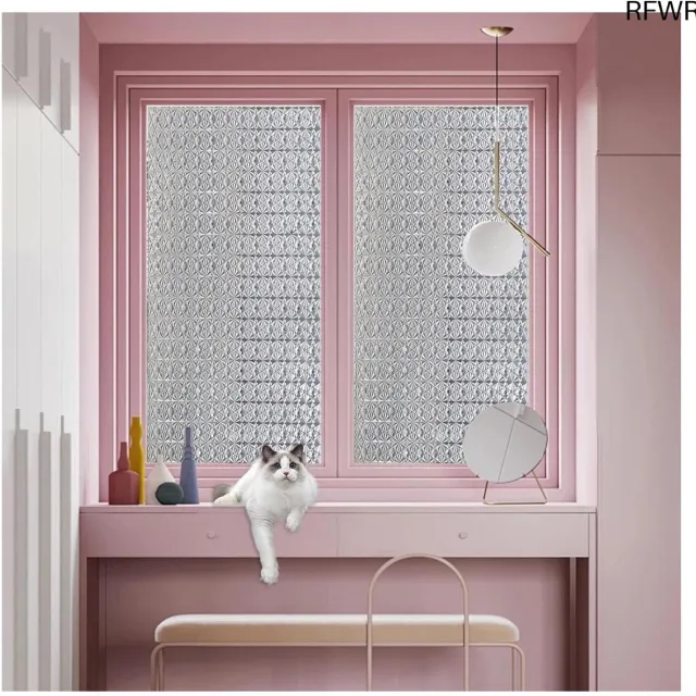 RFWR Ondoorzichtige Raamfolie 40 x 430 cm - Zelfklevende Privacyfolie voor Badkamer en Keuken, Eenvoudig te Installeren, met Schraper